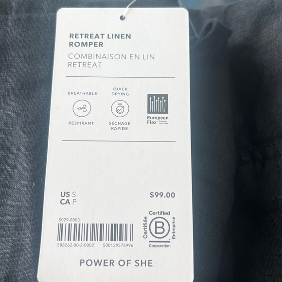 Athleta Retreat Linen Romper Black - Picture 3 of 5